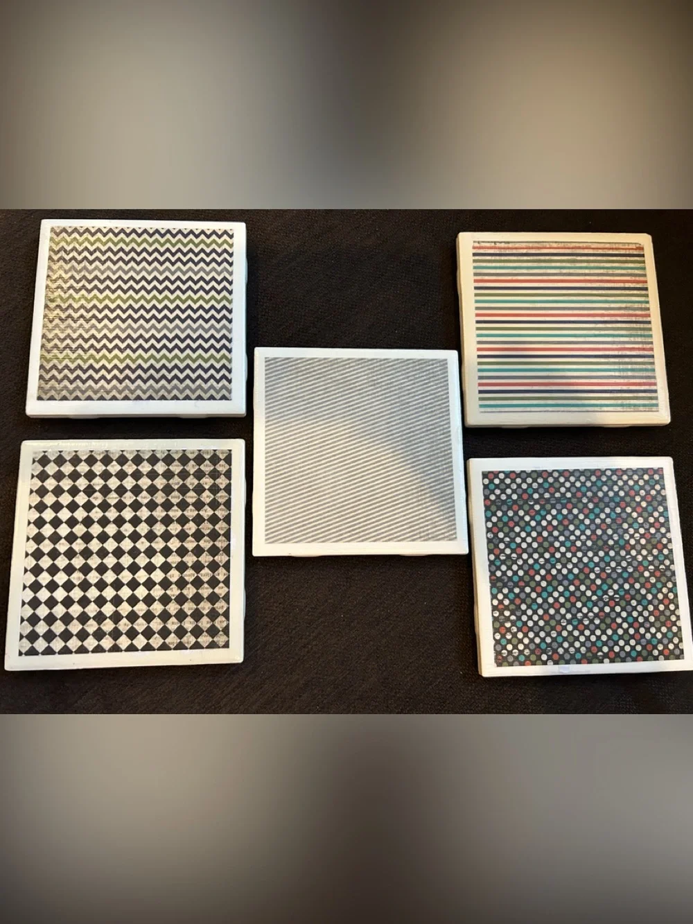 Unbranded Gray and White Decorative Ceramic Coasters - Set Accent